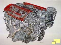 2001 Corvette C5 engine cutaway drawing by David Kimble