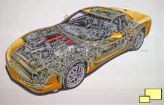 2001 Corvette C5 cutaway drawing by David Kimble