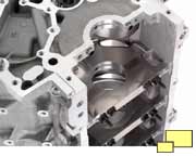 Corvette Z06 LS7 engine block crankcase breathing detail