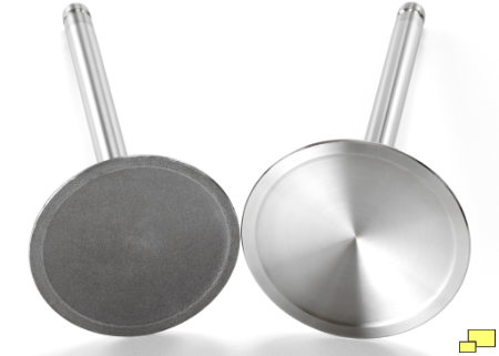 2007 C6 Corvette LS2 Intake Valves (left) and the 2008 C6 LS3 Intake Valves