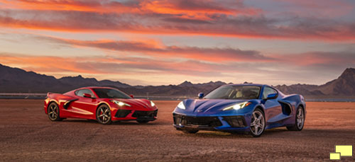 2020 Chevrolet Corvette C8 Stingray in Torch Red and Elkhart Lake Blue