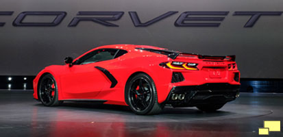 General Motors President Mark Reuss drives the 2020 Chevrolet Corvette Stingray onto the stage during its unveiling Thursday, July 18, 2019 in Tustin, California.