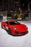 2024 Corvette E-Ray performing maneuvers on The Rink at Rockefeller Center in New York City