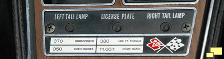 1970 Chevrolet Corvette LT-1 engine plaque