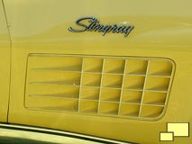 Eggcrate style grill on the front fender of 1970 through 1972 Corvettes